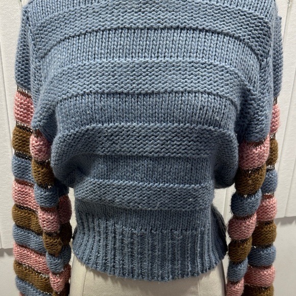 Lush Striped Sweater in Blue, Pink, and Brown - Picture 4 of 7